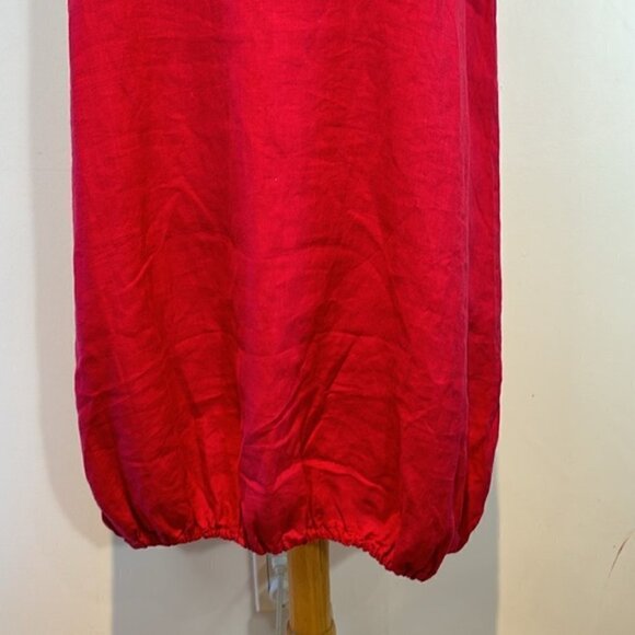 Bryn Walker 100% linen oversized sleeveless dress elasticized hem hot pink XS - Picture 9 of 11